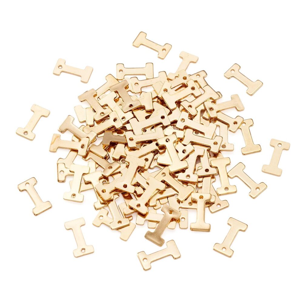 1714 Pandahall 100Pcs 304 Stainless Steel Letter I Charms Golden Alphabet
